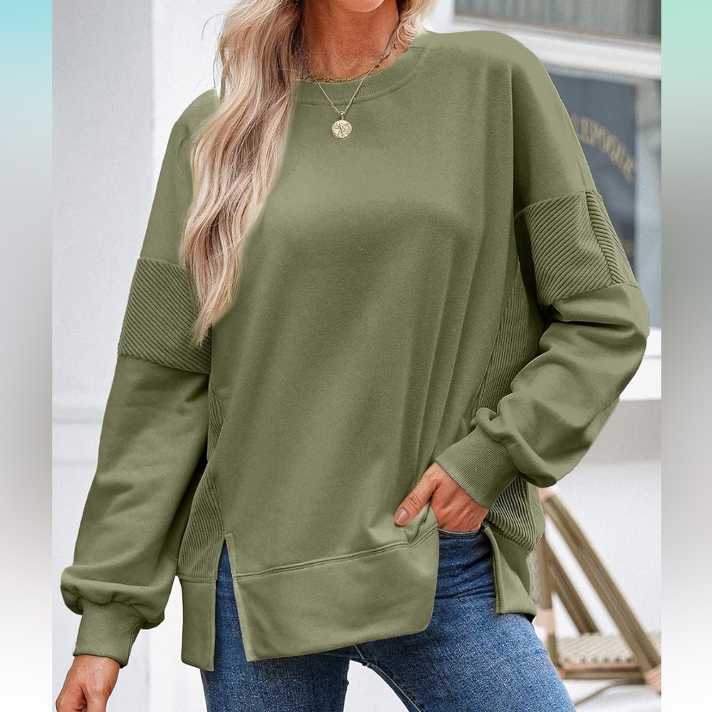 Olive Green Women's Casual Oversized Sweatshirt